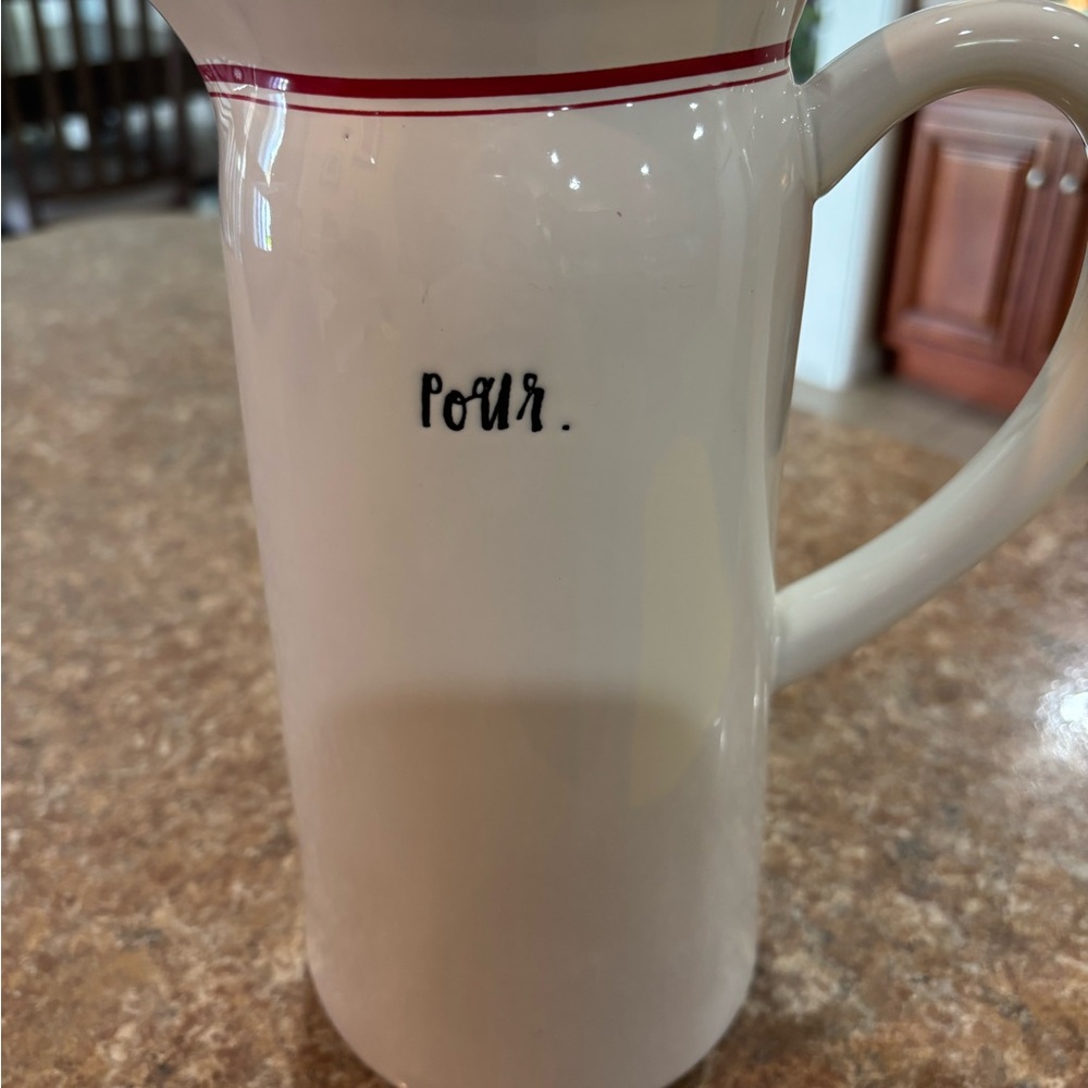 HTF retired Red Line by artisan Pour Pitcher. By magenta from Rae Dunn